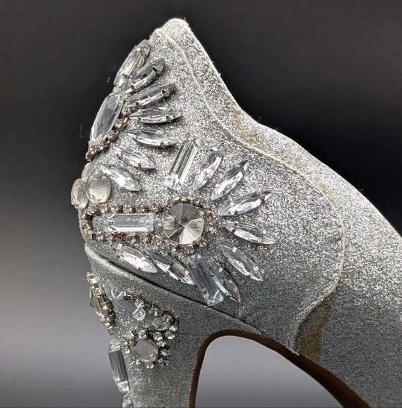 Gianni Bini Merri Silver Platform Embellished Heels - Picture 7 of 12